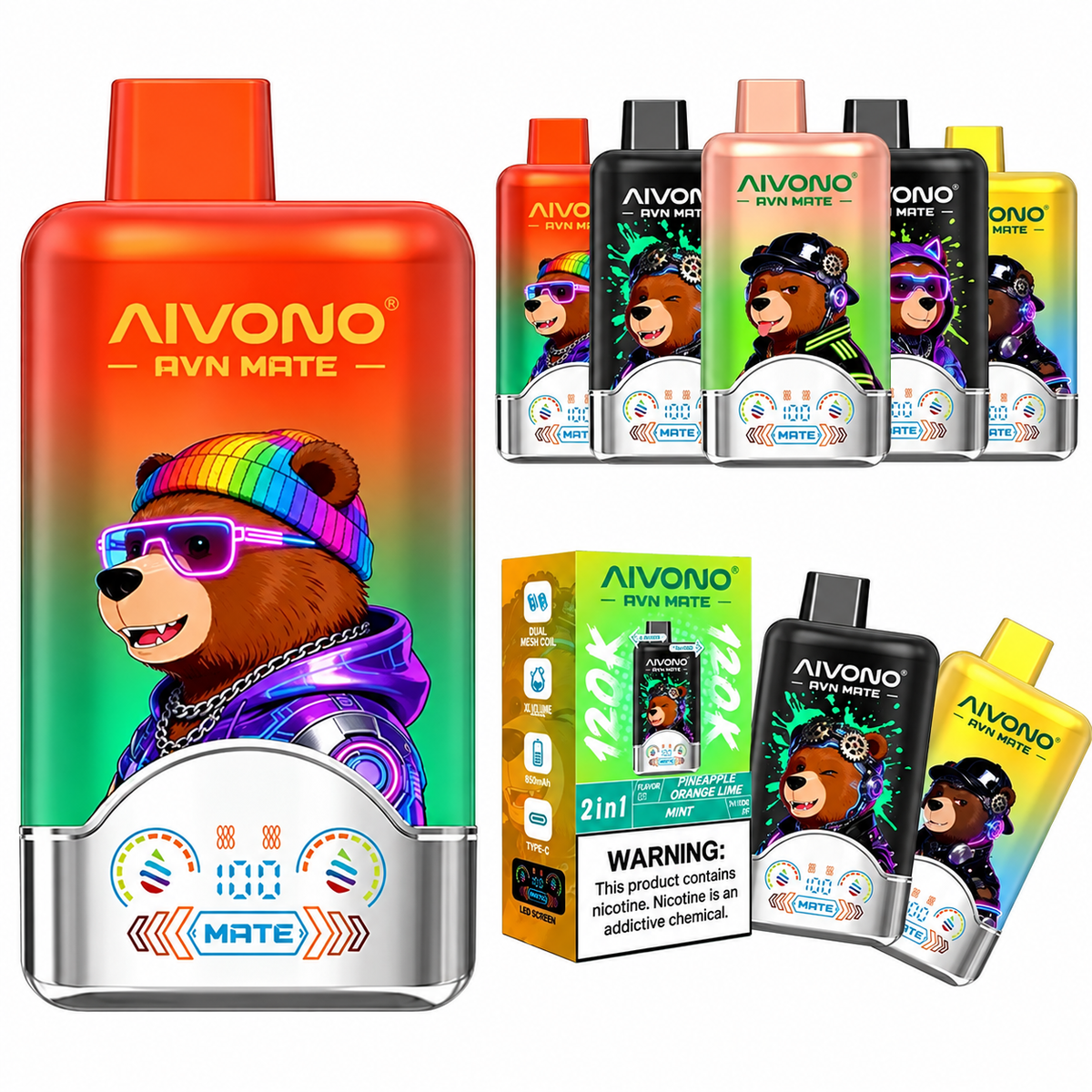AIVONO AVN MATE 120K — 120,000 Puff Dual-Flavour Disposable Vape