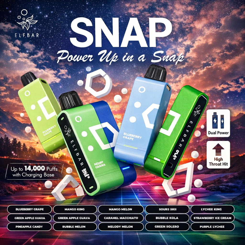 Elfbar SnapSmart 14K Disposable Pod Vape – 14,000 Puffs Rechargeable Vape with Magnetic Pods, Battery & LED Display