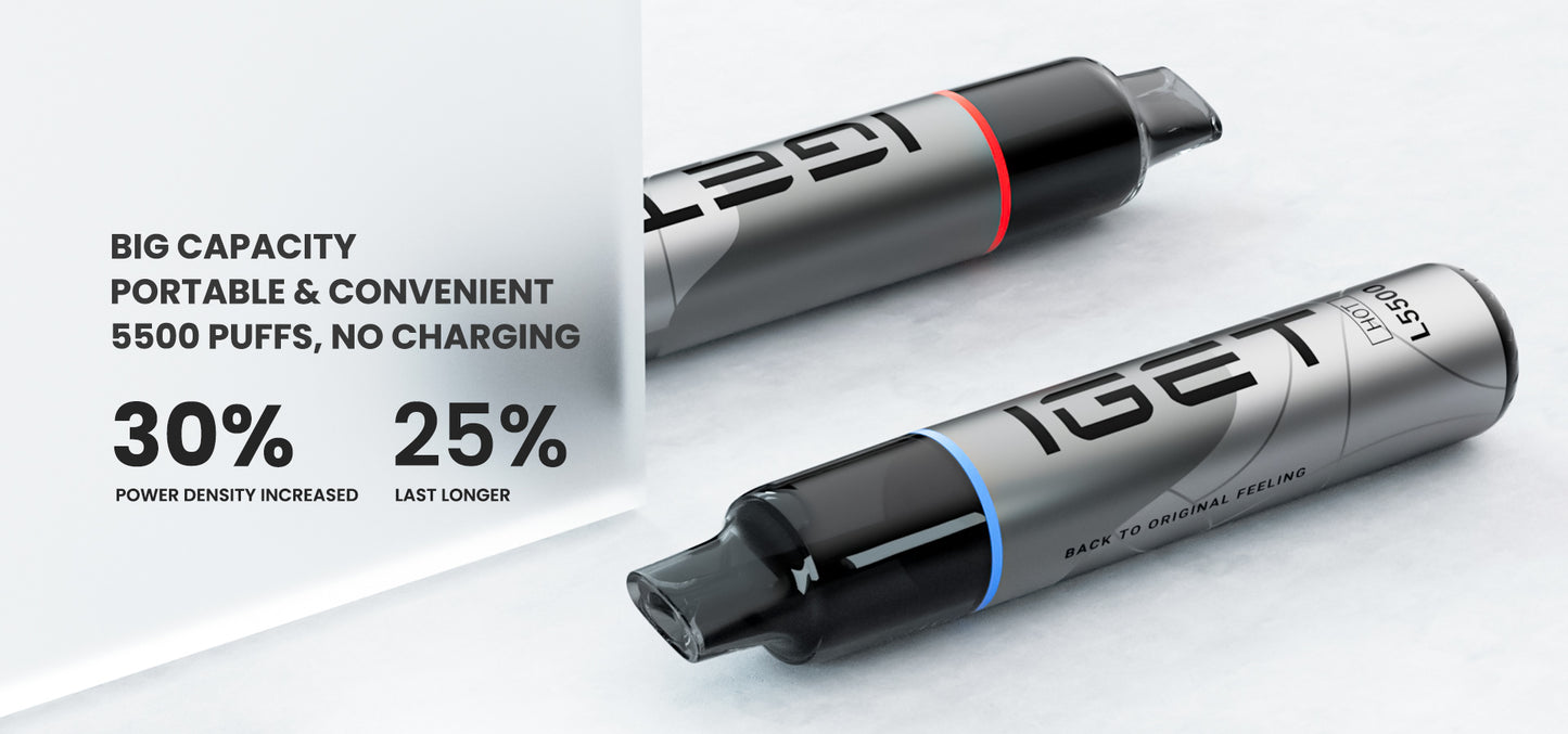 IGET HOT 5500 Puffs | 50mg Nic Disposable | Slim and Sleek Pen Style Design