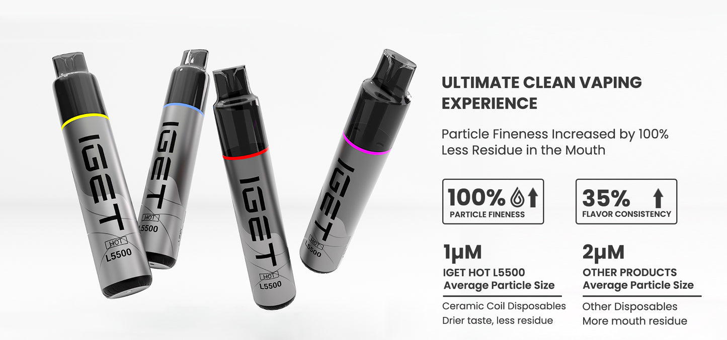 IGET HOT 5500 Puffs | 50mg Nic Disposable | Slim and Sleek Pen Style Design