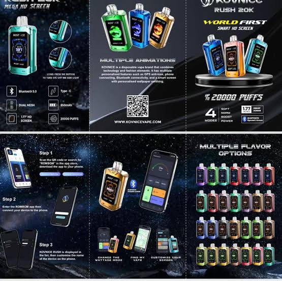Kovince 20000 | 50mg Disposable | Bluetooth Enabled | Dedicated Mobile App | Inbuilt Speaker | Smart Display