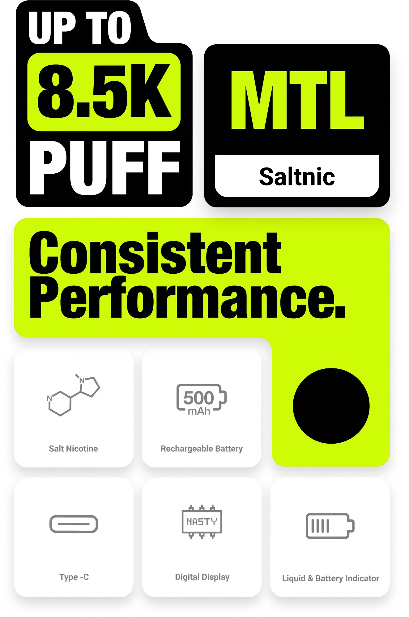 Nasty Bar Dx 8.5i 8500 Puffs | 50mg Nic Disposable | Battery & E Liquid Indicators