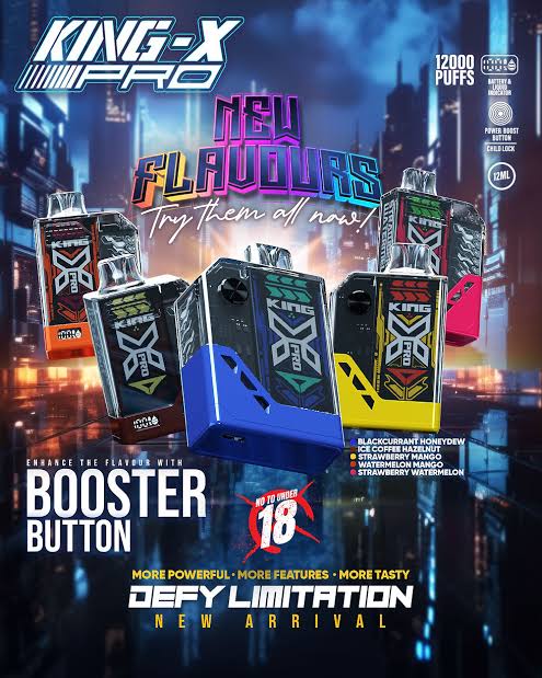 King X Pro 12000 Puffs | 50mg Nic Disposable | Mesh Coil | Type C Rechargeable