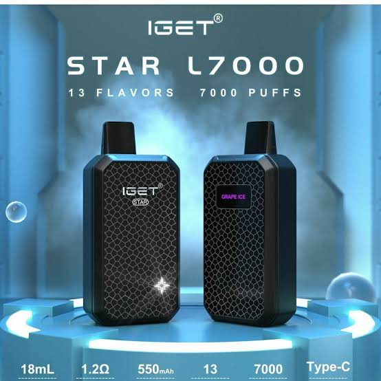 IGET Star 7000 Puffs | Disposable | 50MG Nic | Type C Rechargeable