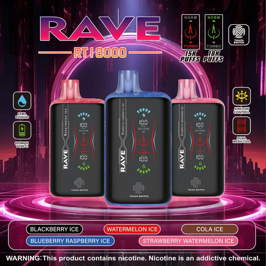 RaveBar 18000 puffs | 50mg Disposable | LED Screen