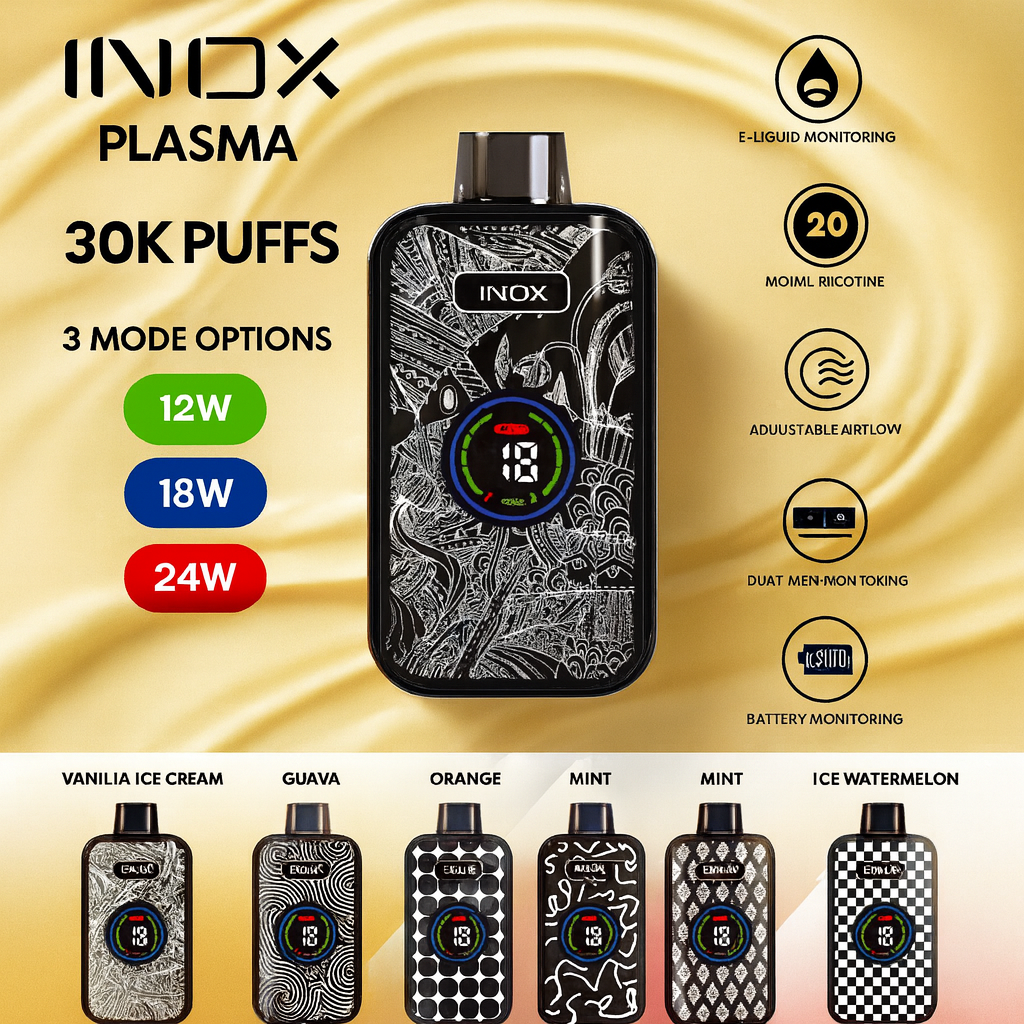 Inox Plasma 30K Disposable Vape – 30,000 Puffs Rechargeable Vape with Smooth Vapor Performance & Long-Lasting Battery