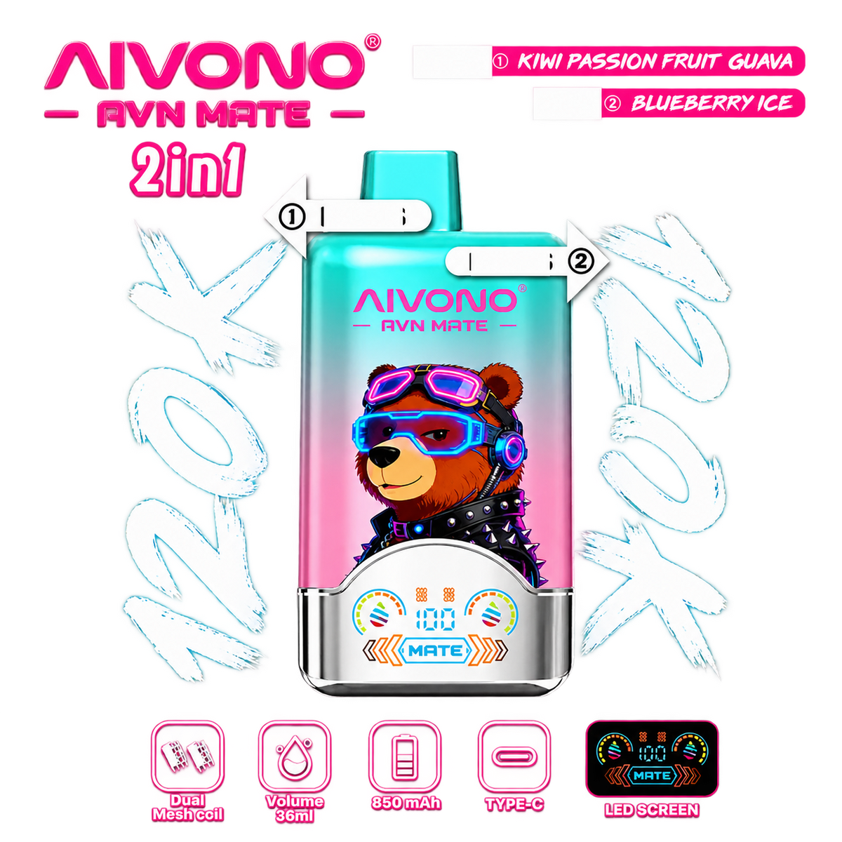 AIVONO AVN MATE 120K — 120,000 Puff Dual-Flavour Disposable Vape