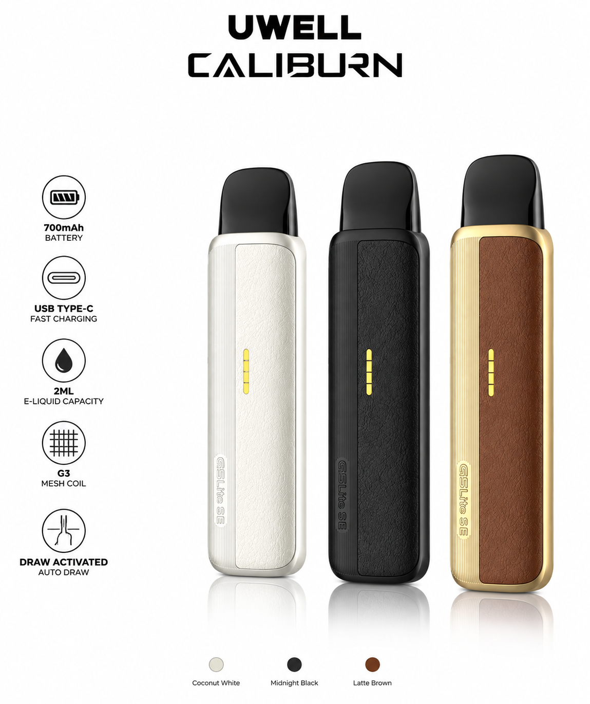 Uwell Caliburn G5 Lite SE Pod Kit – 35W Refillable Vape with 1600mAh Battery, PRO-FOCS 4.0, Adjustable Airflow & GPP Pods