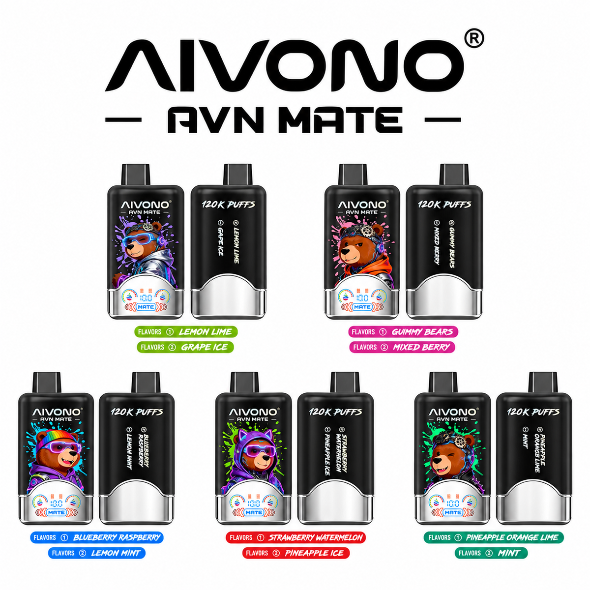 AIVONO AVN MATE 120K — 120,000 Puff Dual-Flavour Disposable Vape