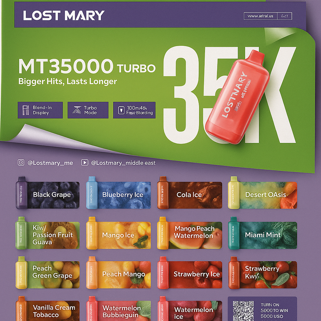 Lost Mary MT35000 Turbo Disposable Vape – 35000 Puffs, Rechargeable