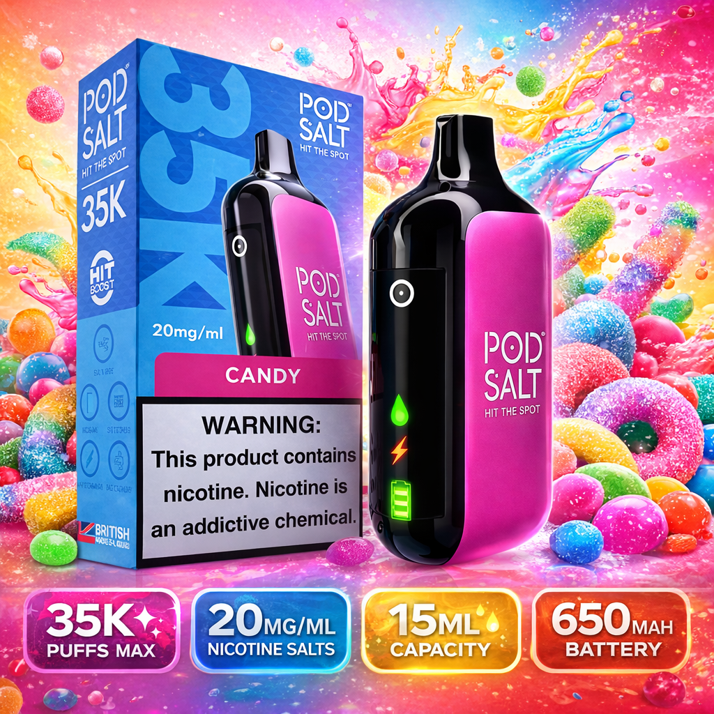 Pod Salt Hit The Spot 35000 Puffs Disposable Vape – Rechargeable LED Screen 35K Puff Device
