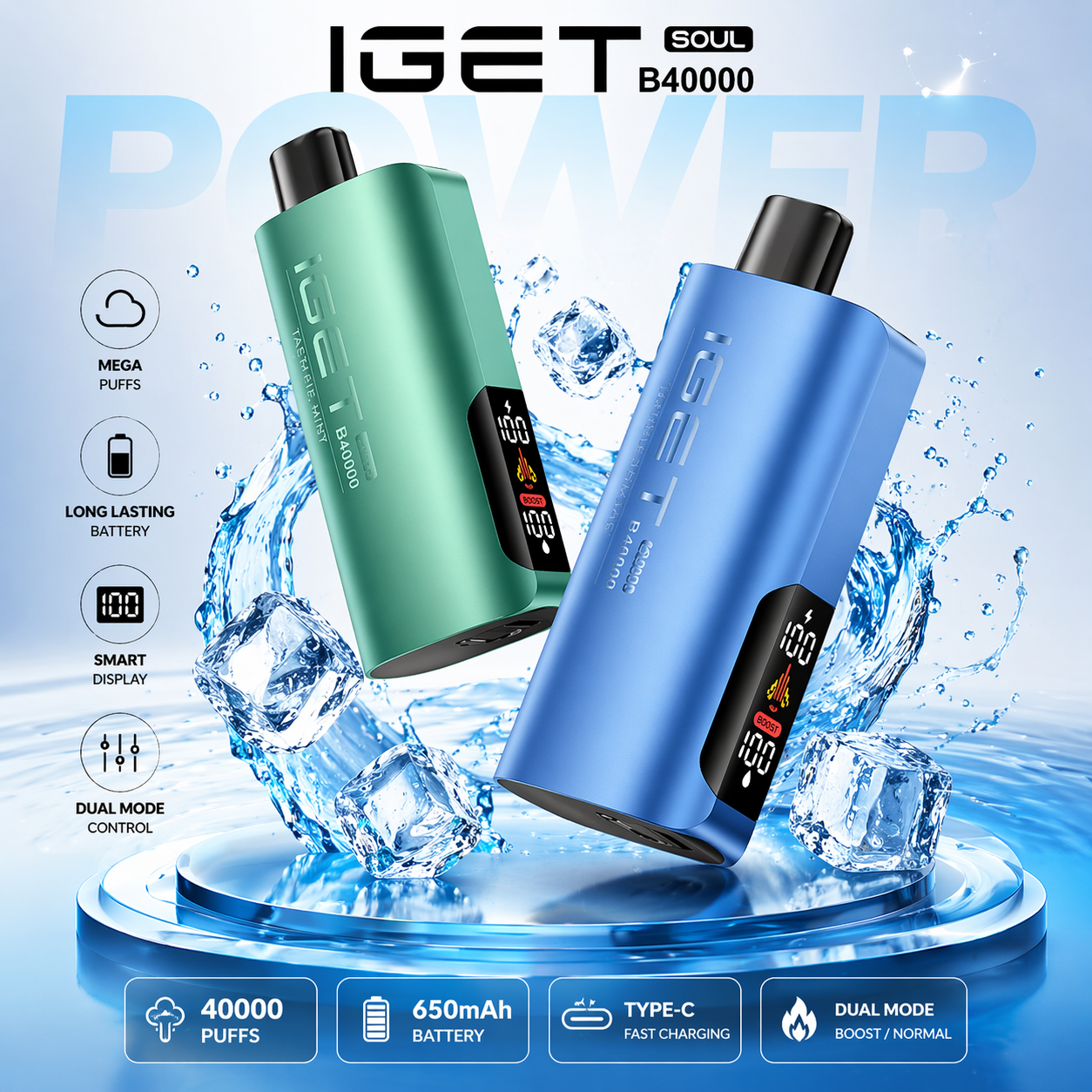 IGET Soul B40000 Vape 40000 Puffs Rechargeable Disposable with Dual Mode VapeX IGET Soul B40000 Vape 40000 Puffs Rechargeable Disposable with Dual Mode VapeX