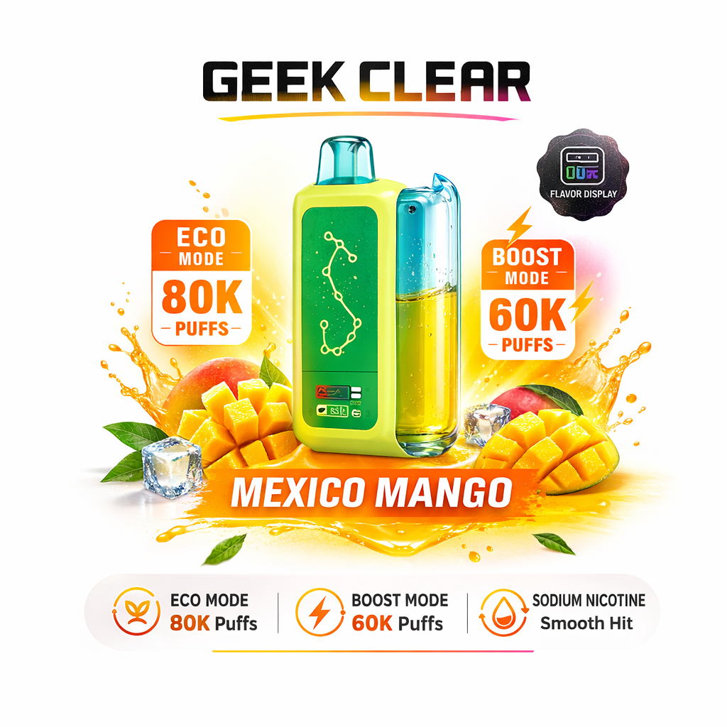 Olivebar Geek Clear 80000 Puffs Smart Display Disposable Vape – Rechargeable 80K Mega Puff Device