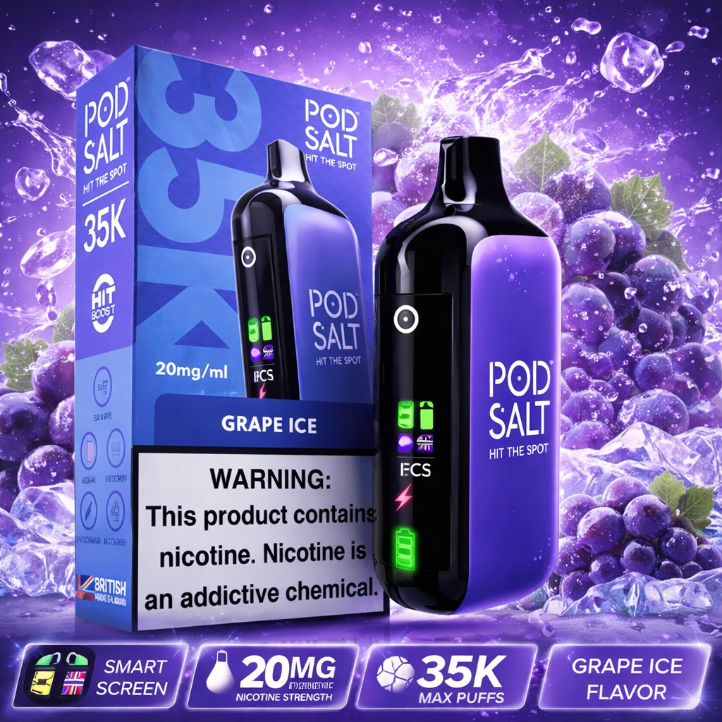Pod Salt Hit The Spot 35000 Puffs Disposable Vape – Rechargeable LED Screen 35K Puff Device