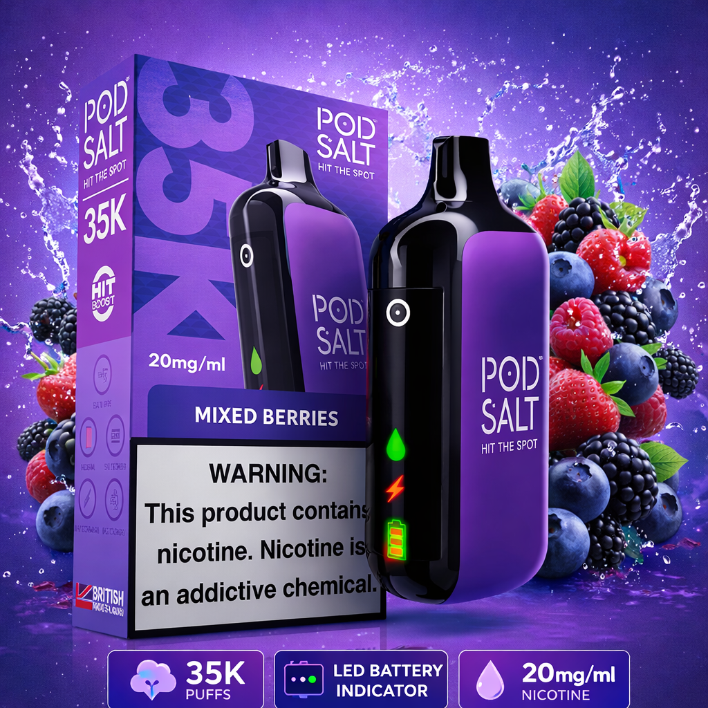 Pod Salt Hit The Spot 35000 Puffs Disposable Vape  Rechargeable LED S   VapeX