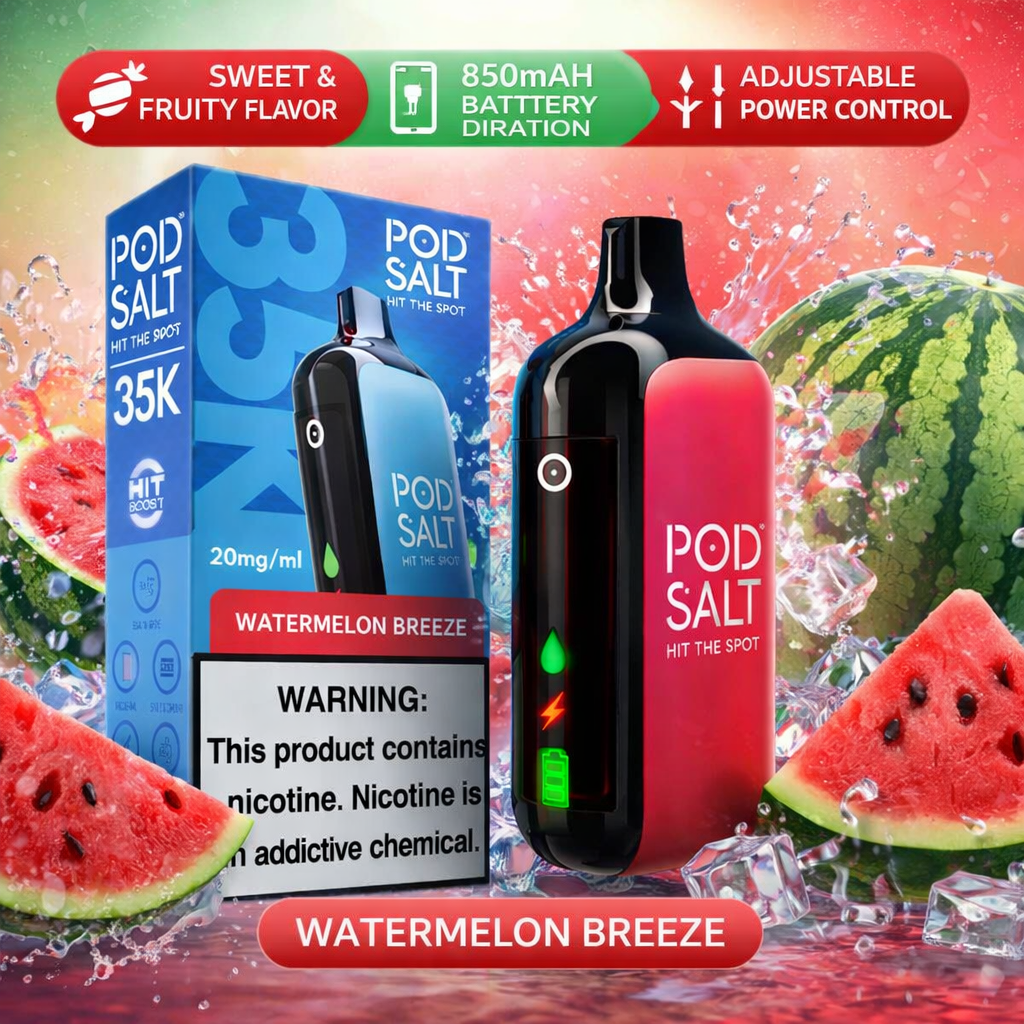 Pod Salt Hit The Spot 35000 Puffs Disposable Vape – Rechargeable LED Screen 35K Puff Device
