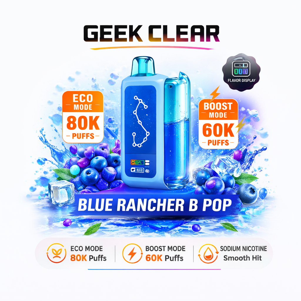 Olivebar Geek Clear 80000 Puffs Smart Display Disposable Vape – Rechargeable 80K Mega Puff Device