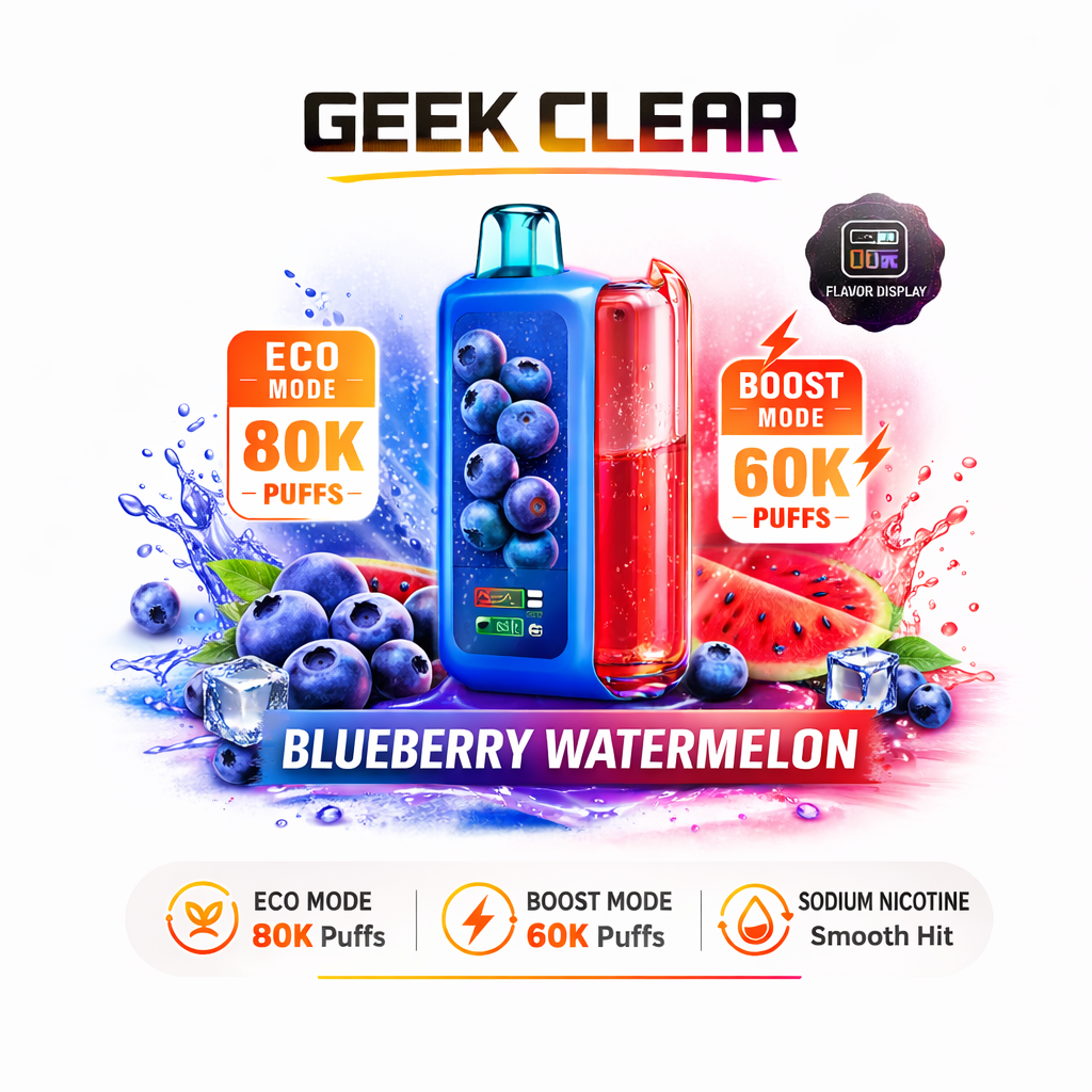 Olivebar Geek Clear 80000 Puffs Smart Display Disposable Vape – Rechargeable 80K Mega Puff Device