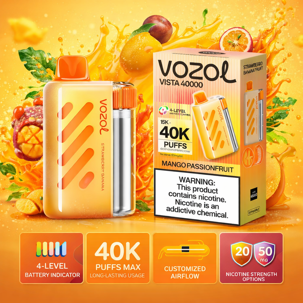 Vozol Vista 40000 Puffs Disposable Vape – Rechargeable 40K Puff Device with Dual Mesh Coil, Adjustable Airflow & 20ml E-Liquid