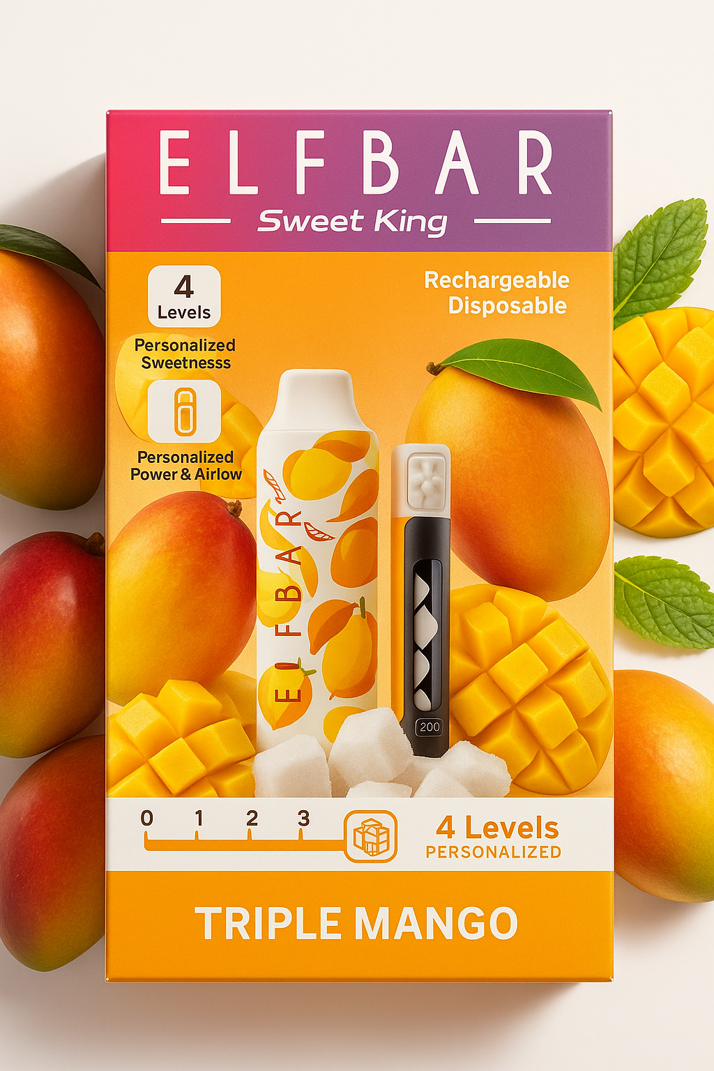 Elfbar Sweetking 30000 Puffs | 50mg Nic Disposable | Adjustable Sweetness | Triple Mesh Coil