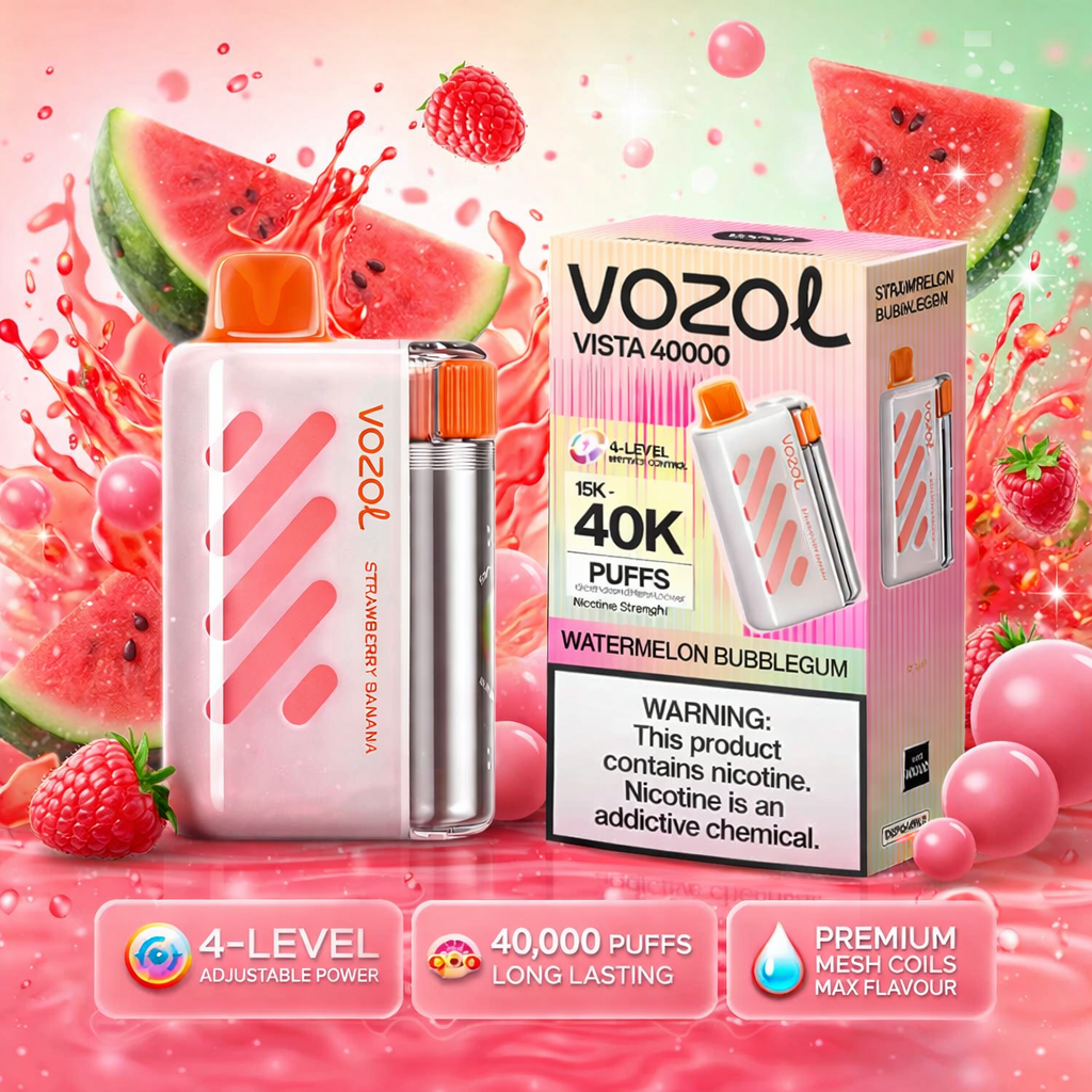 Vozol Vista 40000 Puffs Disposable Vape – Rechargeable 40K Puff Device with Dual Mesh Coil, Adjustable Airflow & 20ml E-Liquid